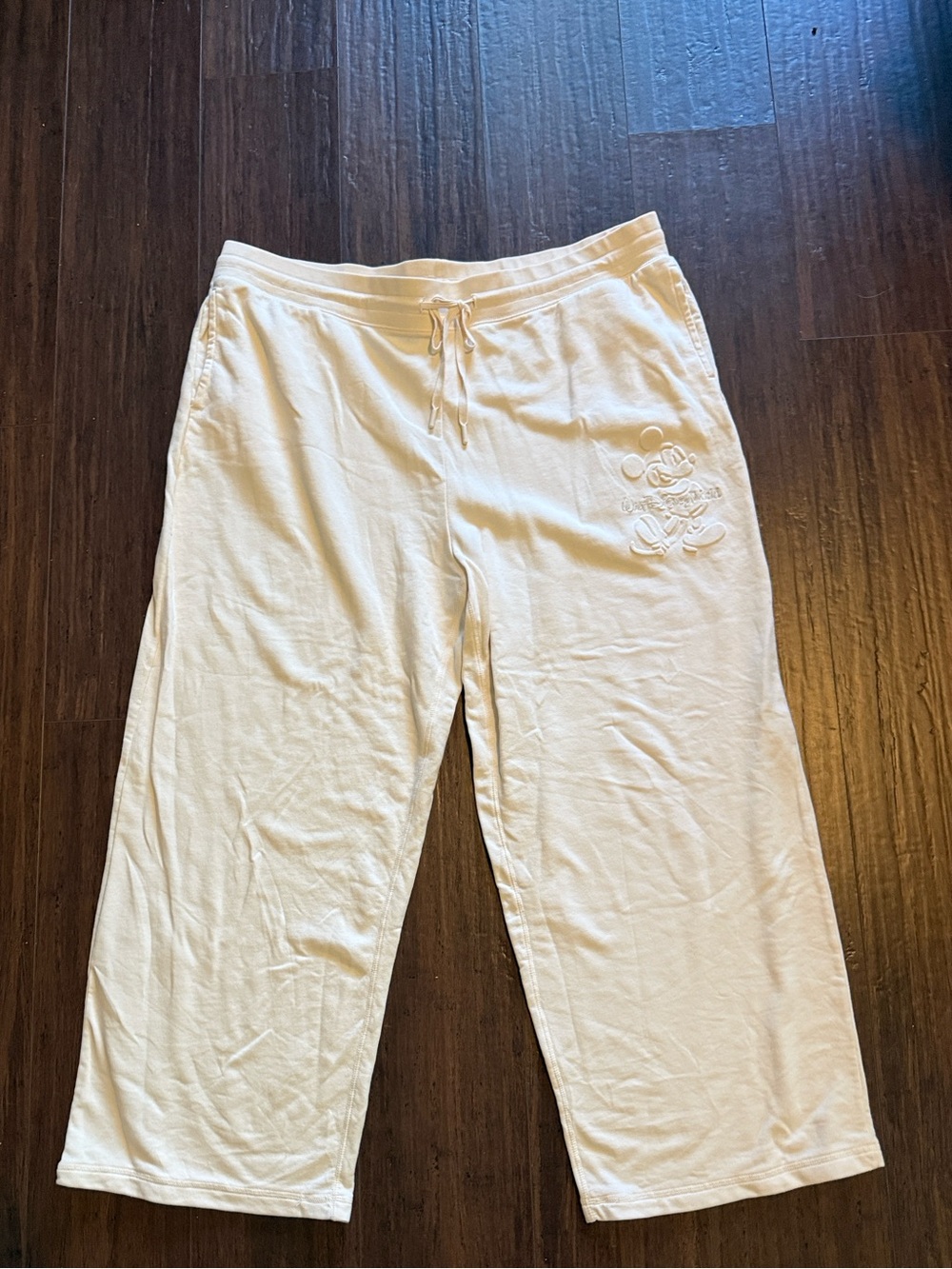 Disney Men's White Embroidered Mickey Joggers
